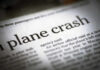 Newspaper headline about a plane crash.