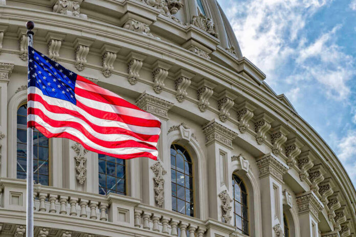 American flag and the US Capitol Dome