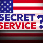 Secret Service text over American flag background