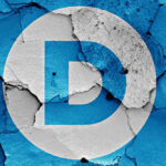 Democrat Party logo on a cracked peeling surface