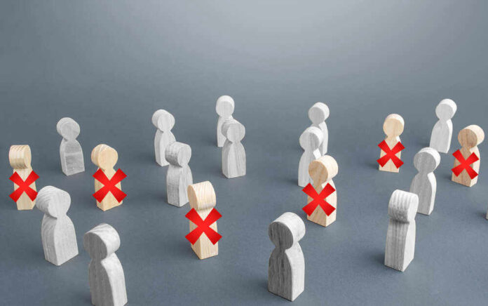 Wooden figures with red X marks, signifying eliminated individuals.