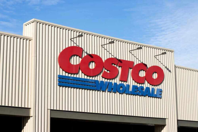 Costco Wholesale store front with logo visible.