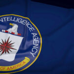 Central Intelligence Agency emblem on a blue flag