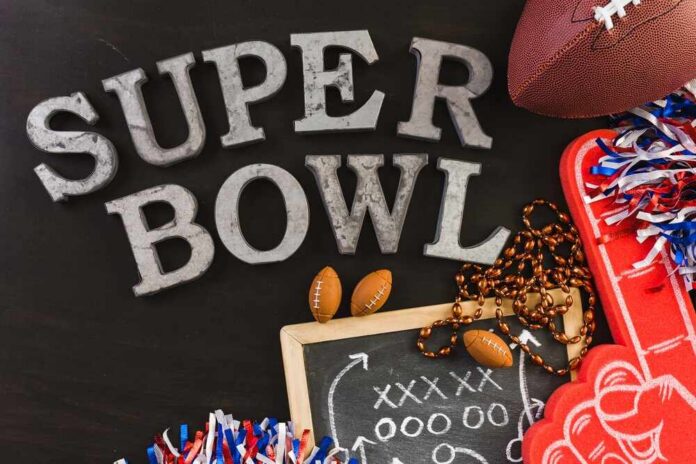 shutterstock_517775461.jpg Decorative items for Super Bowl including letters, footballs, and a foam finger