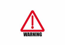 Red warning sign with an exclamation mark