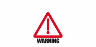 Red warning sign with an exclamation mark