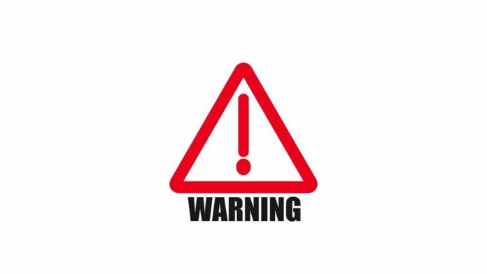 Red warning sign with an exclamation mark