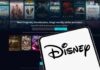 Disney logo displayed on a mobile device with a streaming service interface in the background