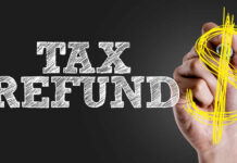 Tax Refunds JUMP — One Bill Changed Everything Hand writing 'TAX REFUND' with a dollar sign