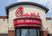 Chick-fil-A Sabbath Clash Sparks Legal Drama Exterior view of a Chick-fil-A restaurant featuring a prominent sign