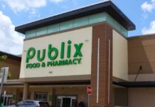 Exterior view of a Publix grocery store with a pharmacy