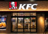 Exterior view of a KFC restaurant with its iconic logo