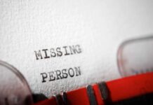 Five Hours Missing — Then Nothing Close-up of a typewritten document with the words 'MISSING PERSON'