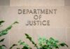 DOJ Silence Ignites Newsom Firestorm Department of Justice building wall with engraved lettering