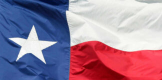 Texas flag with blue white and red colors