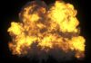 Backyard Blast Turns Deadly A large explosion with flames and smoke against a dark background