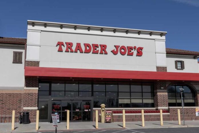 Fort,Wayne,-,November,13,,2025:,Trader,Joe's,Retail,Location. Interior view of a grocery store aisle with shelves of food and beverages