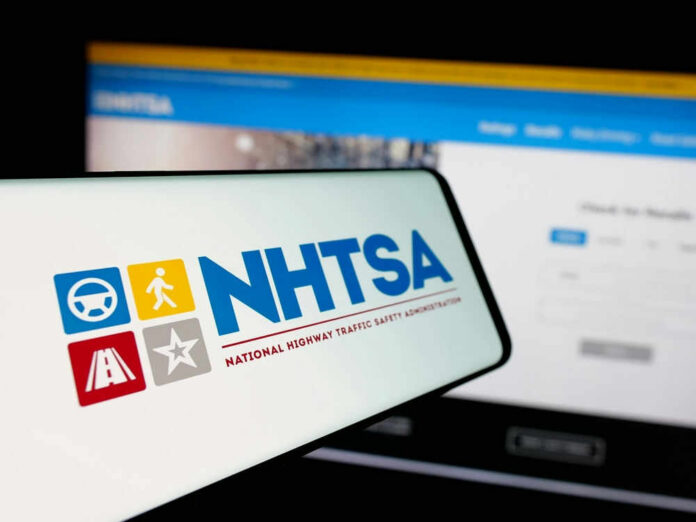 NHTSA logo displayed on a smartphone screen