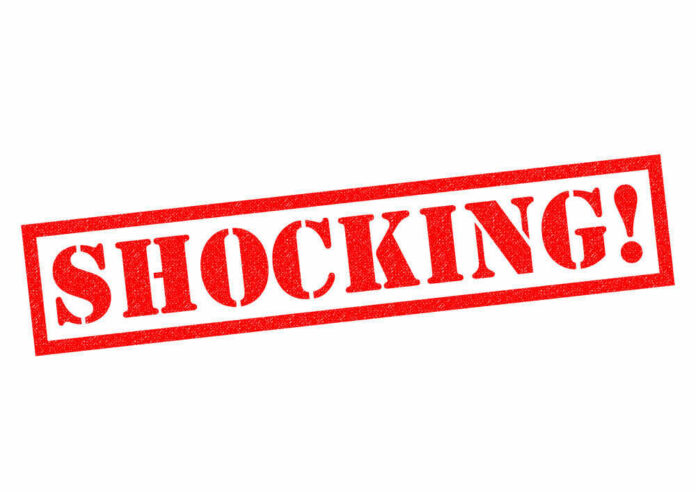Red text stating the word shocking
