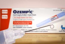 Governor’s GLP-1 Shot Stuns Beltway Ozempic injection pen with a droplet at the needle tip