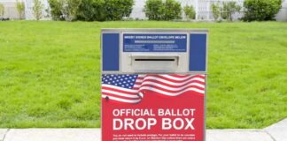 Official ballot drop box in a park