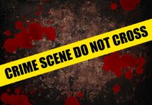 Midnight Birthday Turns Into War Zone Yellow caution tape reading 'CRIME SCENE DO NOT CROSS' over a dark, blood-splattered background