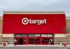Exterior view of a Target store with a red facade