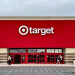 Exterior view of a Target store with a red facade