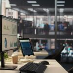 Chicago’s Ankle Monitor Disaster: 246 Vanished! Computer monitor with analytics dashboard in a modern open office
