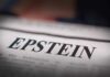 Billionaire Epstein Showdown: Congress Goes 41-0 Close-up of a newspaper headline reading 'EPSTEIN'