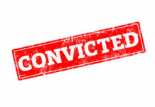Judge’s Murder Conviction Sentence Receives Applause Red stamp with the word 'CONVICTED' in bold white letters