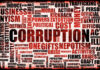 Corruption-related word cloud, highlighting corruption, political, bribery.