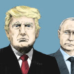 Trump-Putin Deal Ignites Fury Donald Trump and Vladimir Putin illustrated portraits