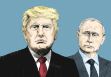 Donald Trump and Vladimir Putin illustrated portraits