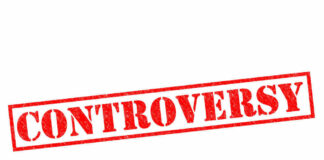 Controversy stamp in bold red letters