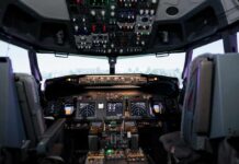 Cockpit Chaos Sparks Lone-Wolf Alarm Interior view of an airplane cockpit with various instruments and controls