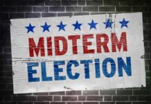 Social Security Shock Hits Midterms Midterm election poster on a brick wall